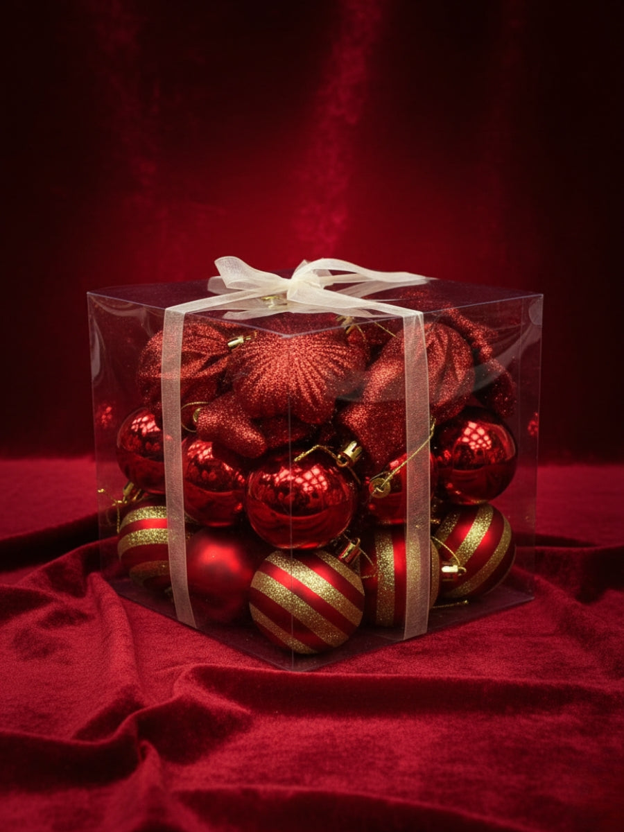 Red & Gold Christmas Ornament Box